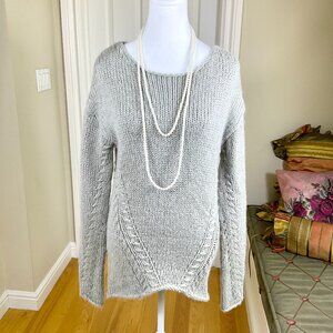 New Scotland Sweater Wool Alpaca Chunky Boat Neck Long Sleeve Tunic Gray (S)
